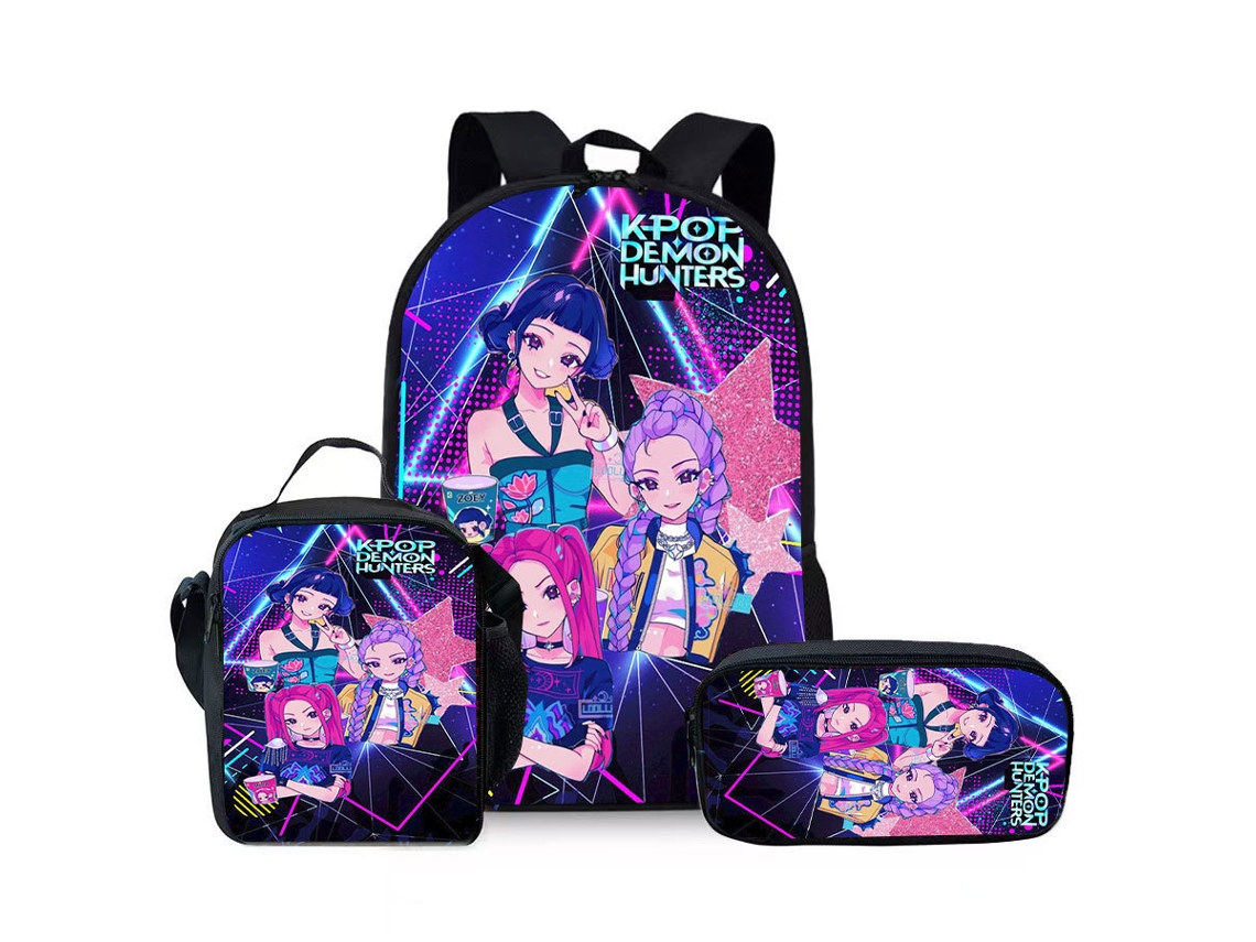 Conjunto De Mochila Estampada Com Lancheira E Estojo, Impermeável, Grande Capacidade, Proteção Para A Coluna E Alívio De Estresse, Estilo 20