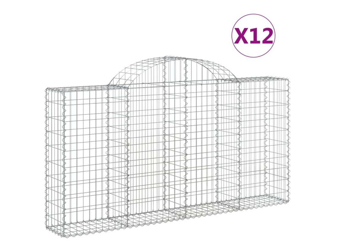 Gabion Basket, Gabion Baskets Vidaxl Prateado Ferro (200 X 30 X 100/120 Cm)