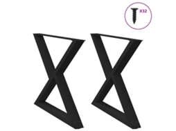 Vidaxl Pés Para Mesa De Jantar 2 Peças Preto 90x(72-73,3) Cm Aço