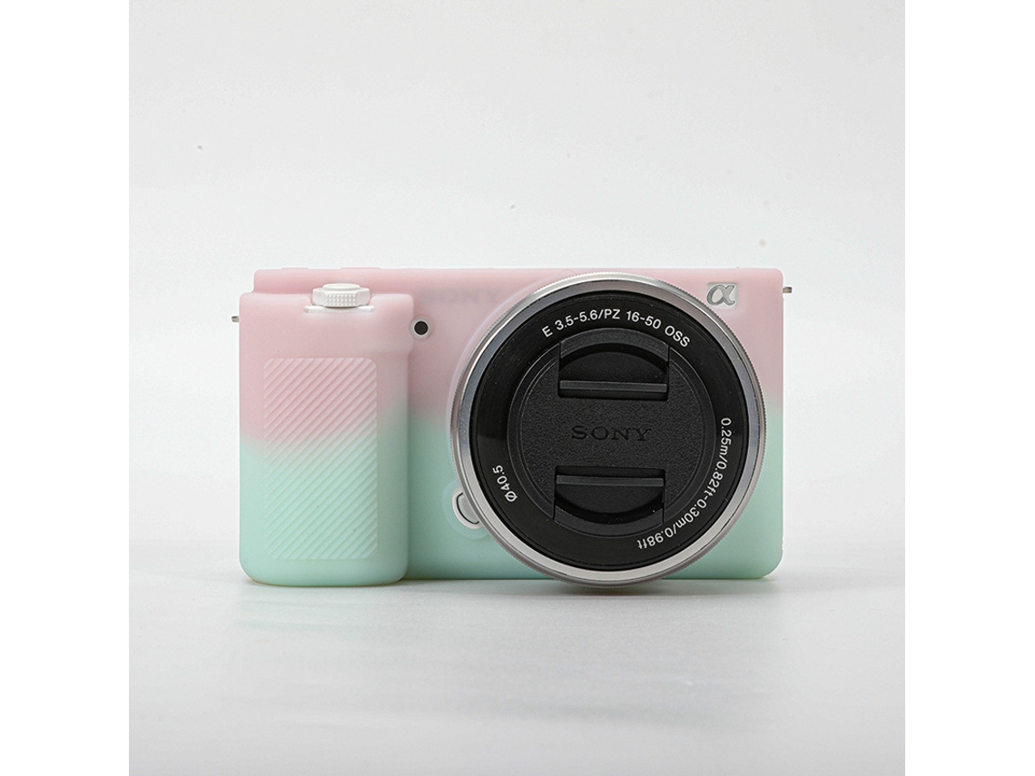 Capa para Sony Zv E10 Acessórios de Silicone para Câmera CUICH (rosa verde)