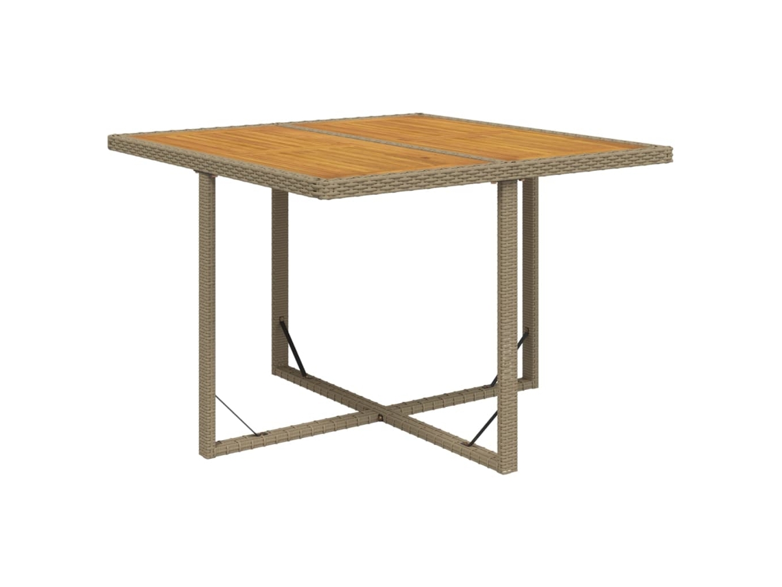 Maison Exclusive - Mesa De Jardim 109x107x74 Cm Vime Pe E Acácia Maciça Bege