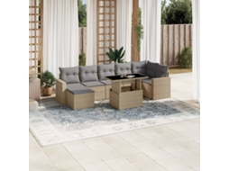 Vidaxl 8 Pcs Conjunto de Sofás P/ Jardim com Almofadões Vime Pe Bege