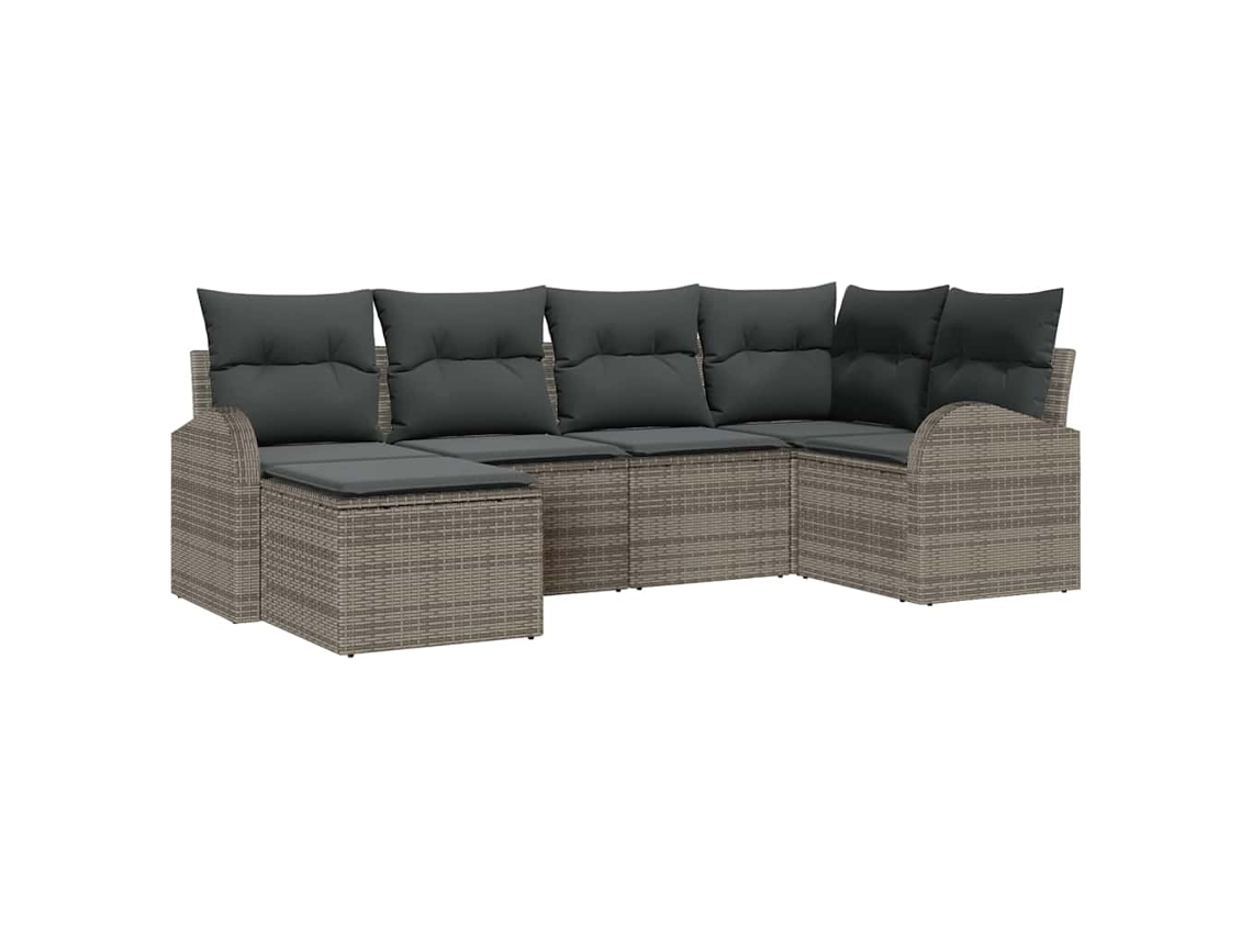 Vidaxl Conjunto De Sofás 6 Unid. Cinzeto Vime Pe