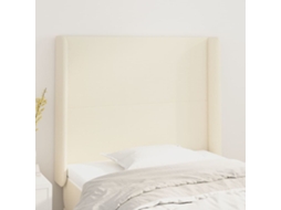 Cabeceira | Painel De Cama Cama C/ Abas Couro Artificial 103x16x118/128 Cm Creme