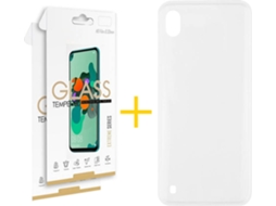 Capa + 2 Películas de Vidro Samsung Galaxy A10 SKYHE Silicone Liso Transparente