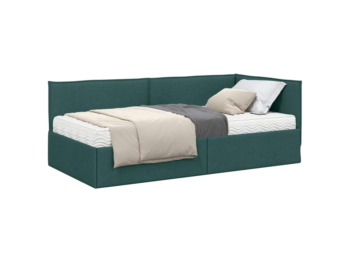 Estrutura de Cama de Canto com Colchão 2 Pcs Veludo Verde MAISON EXCLUSIVE