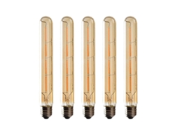 Rebe conjunto de 5 Bombillas Led Filamento Edison T225 Tubo Largo 6w Base E27 Luz Blanca Cálida Vidrio Ámbar 220 240v Decorativo