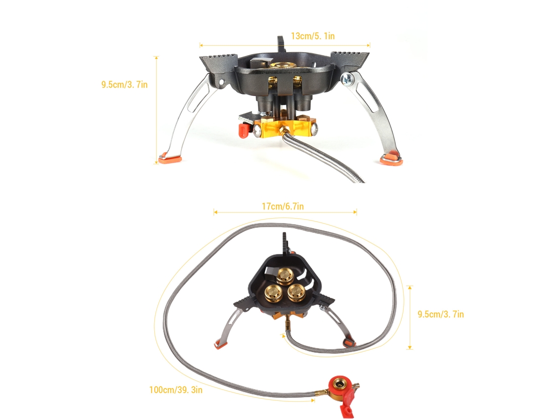 Fogão de Camping a Gás 3 Queimadores 6800w
