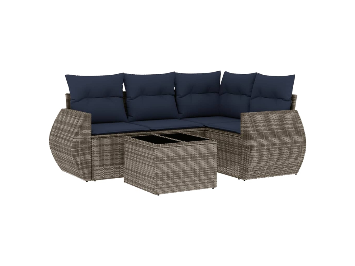 Conjunto de Sofá de Jardim, 5 Peças, Almofadas, Rattan Cinza MAISON EXCLUSIVE