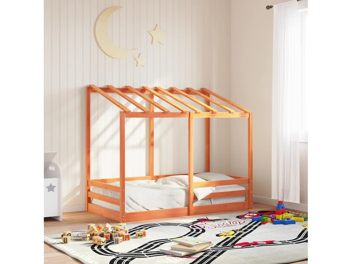 Vidaxl Cama Infantil C/ Telhado 80x160 Cm Pinho Maciço Castanho-mel
