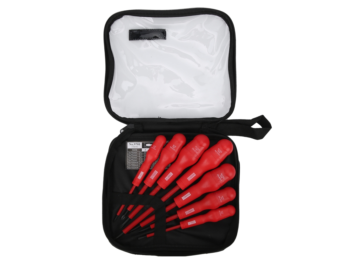Yuru conjunto de Chaves de Fenda Isoladas 1000v com Cabeça Magnética para Eletricistas com Bolsa de Armazenamento