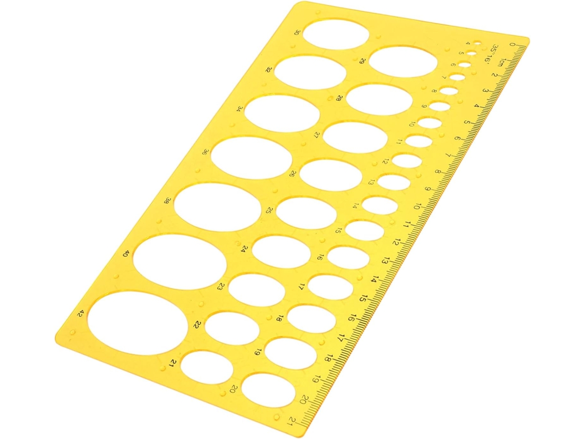 Régua curva de plástico azul para medir elipses, régua transparente adequada para uso escolar.