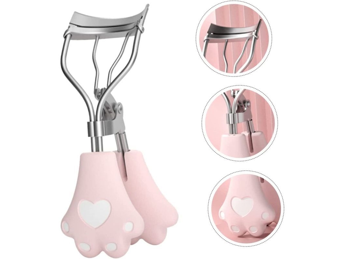Encolhedor de Cílios de Aço Inoxidável Cute Cat Claw Ferramenta de Beleza Rosa Portátil