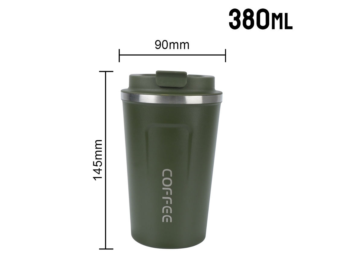 Copo Térmico De Parede Dupla Em Aço Inoxidável (380 Ml, Verde)