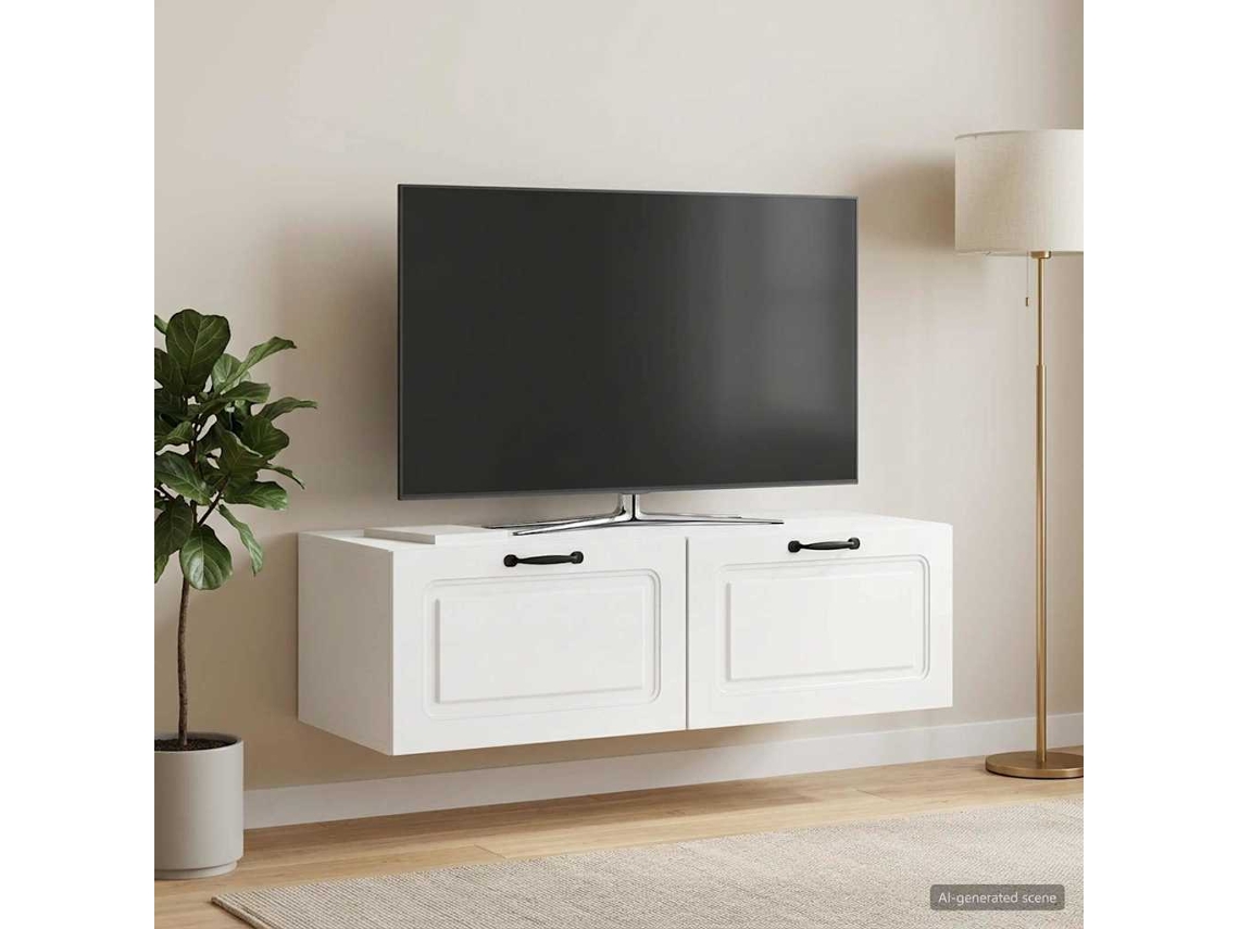 Vidaxl Gabinete De Tv De Parede Branco Brilhante 98 X 41 X 30 Cm