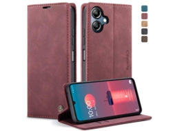 Capa Para Samsung Galaxy A06 Multifuncional Horizontal De Couro Vermelha