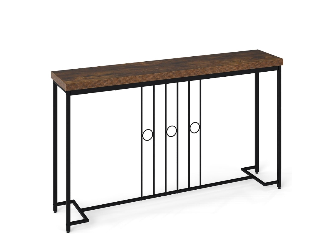 Mesa de Console Industrial, 140x30 Cm, Estrutura de Metal, Marrom NORTHIX