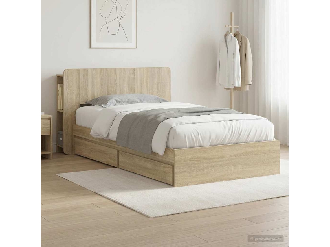 Vidaxl Estrutura De Cama Com Armazenamento Com Gaveta Carvalho Sonoma