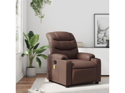 Vidaxl Poltrona De Massagens Reclinável Couro Artificial Castanho