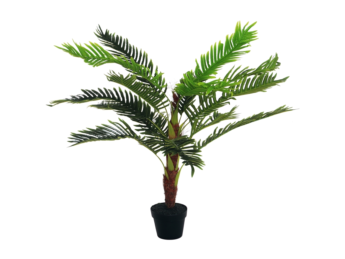 Planta Artificial Palma Cycas 123cm com Vaso Incluso para Interior e Exterior BTFORUS