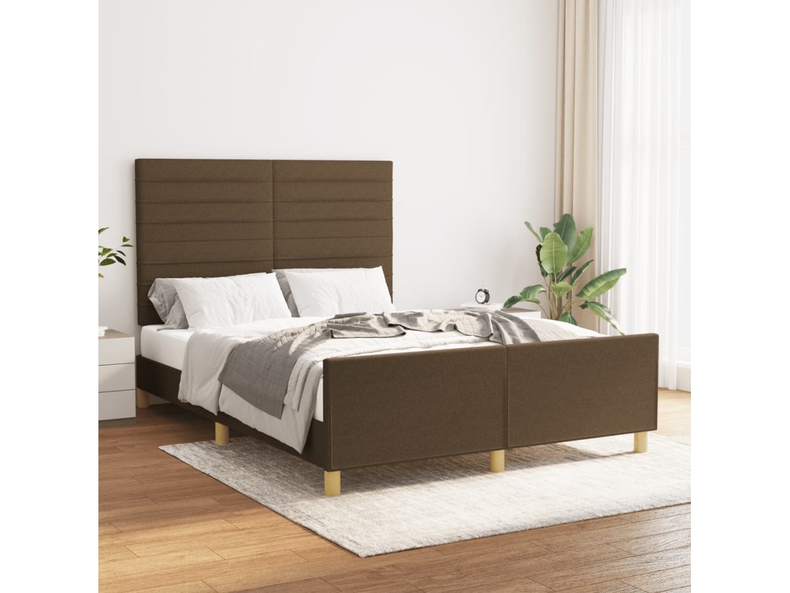 Vidaxl Estrutura De Cama Sem Colchão 140x190 Cm Tecido Castanho-escuro