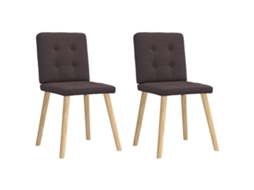 Vidaxl Cadeiras De Jantar 2 Pcs Tecido Castanho-escuro