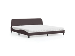 Vidaxl Cama Com Colchão Dover 200x200 Cm Tecido Castanho-escuro