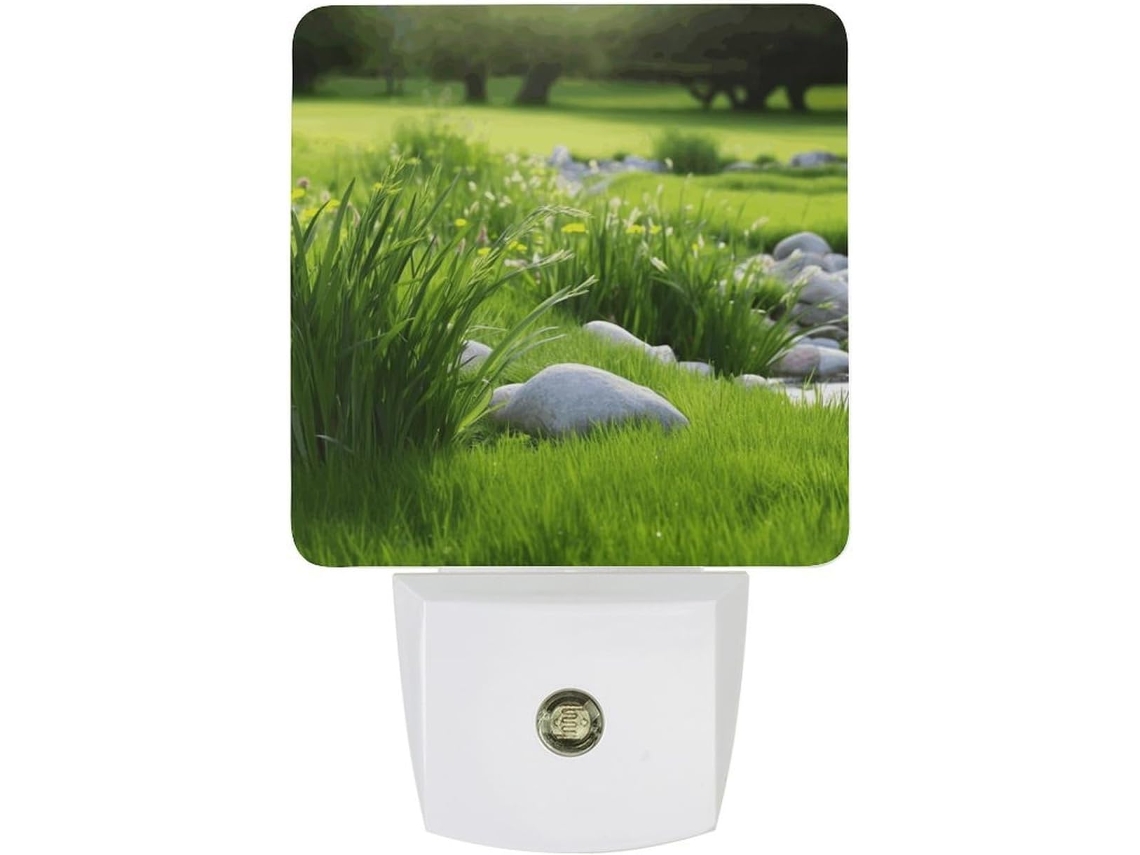 Luminária Noturna com Estampa de Grama Verde Primavera, Luminária Noturna Decorativa, Luminária Noturna de Viagem