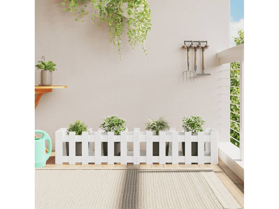 Vidaxl Canteiro Elevado Design Cerca 150x30x30 Cm Pinho Maciço Branco