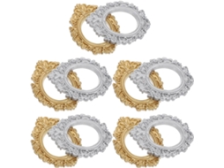 Conjunto 10 Porta Retratos Decorativos Resina Prateada Design Exclusivo Feito Projetos Diy Decoração Ambientes GOKOCO
