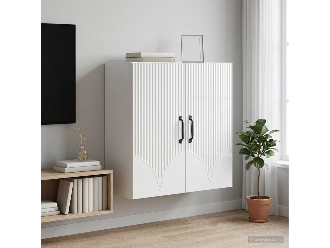 Vidaxl Armário De Parede Branco Brilhante 59 X 31 X 60 Cm