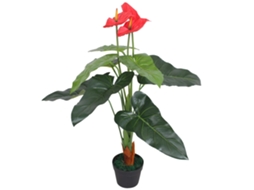 Vidaxl Planta Antúrio Artificial Com Vaso 90 Cm Vermelho E Amarelo