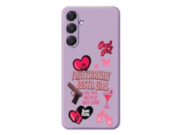 Capa Traseira De Tpu Para Samsung Galaxy A16 5g 4g, Com Estampa De Elementos Rosa E Bordas Retas, Roxa