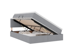 Cama com Arrumação e Led Cinzento Claro em Tecido MAISON EXCLUSIVE (140x200 cm)