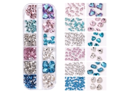 Set De 12 Brocas Para Uñas Com Pedras Rhinestone Em Forma De Joias Para Diy