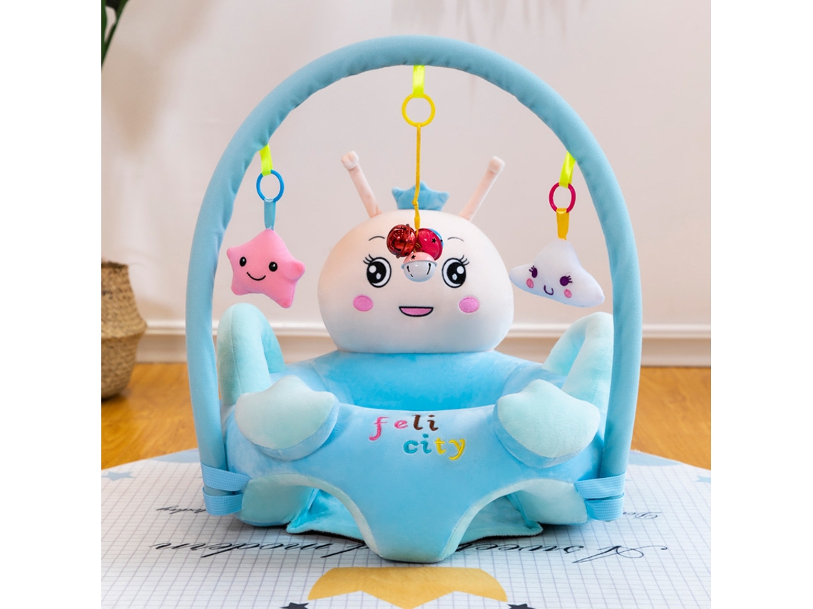 Sofá Infantil Bebé Com Arco De Brinquedos Apoio Costas - Azul - Eifson