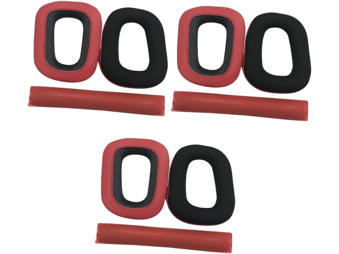 Conjunto de 3 Almofadas de Substituição para Fones de Ouvido G930 Macias e Confortáveis Vermelhas SFUSHOS