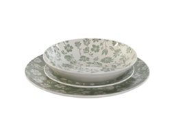 Conjunto de Louça HOME ESPRIT Branco Verde Porcelana Floral 27 x 27 x 2 cm 18 Peças