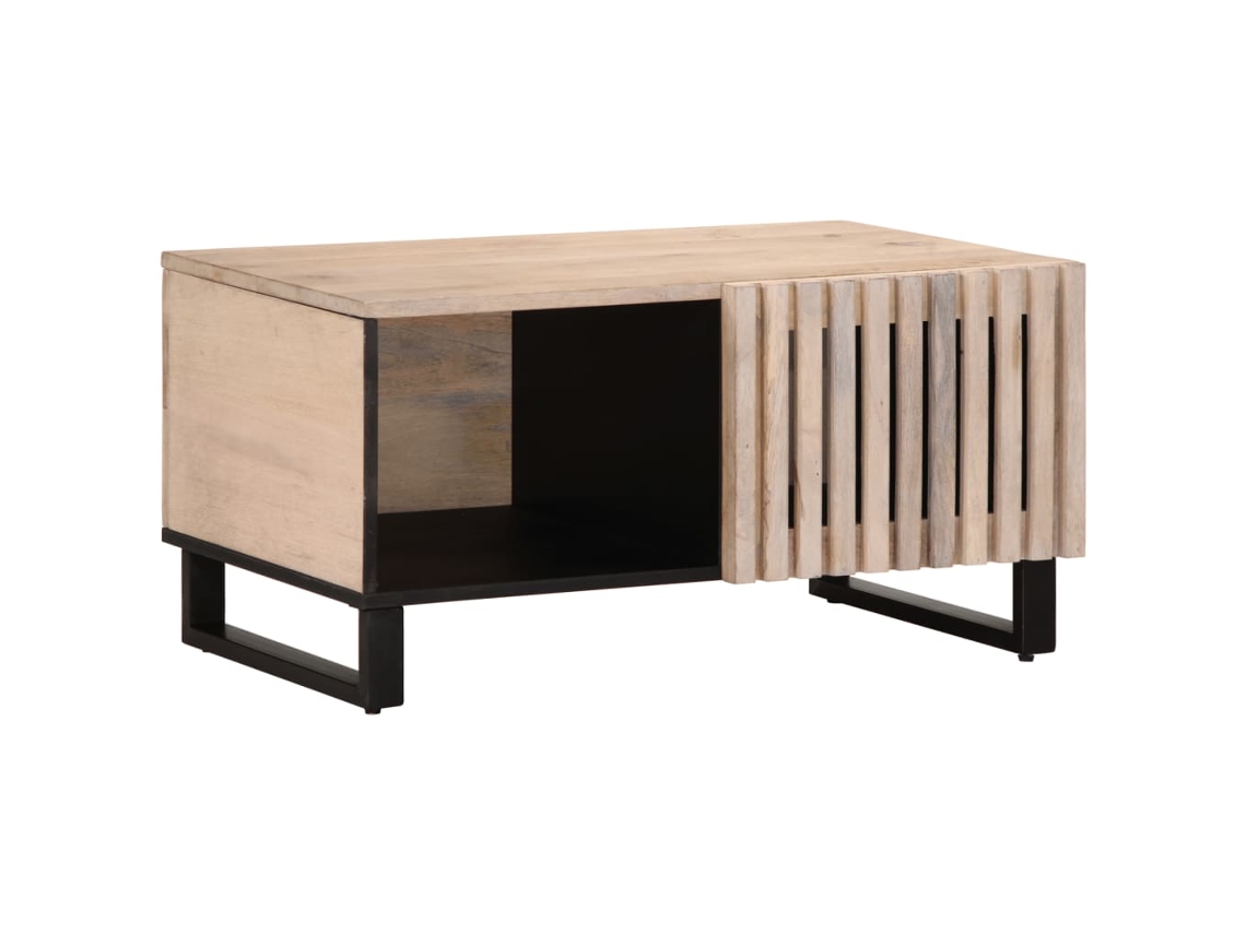 Vidaxl Mesa De Centro 80x51x40 Cm Madeira De Mangueira Maciça Branco