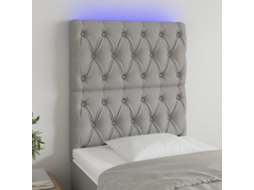 Cabeceira Cama C/ Luzes Led Tecido 80x7x118/128 Cm Cinza-claro
