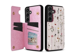 Capa Para Samsung Galaxy S25 Fe Em Couro Tpu Com Estampa Floral E Compartimentos Para Cartão