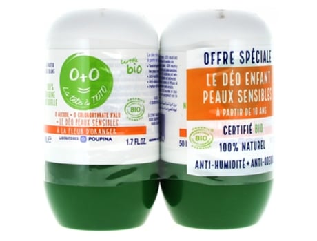 Desodorante Orgânico Flor de Laranjeira para Pele Sensível Lote de 2 X 50 Ml POUPINA