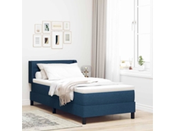 Vidaxl Cama Box Com Cabeceira Manual Azul 200 X 100 Cm Tecido