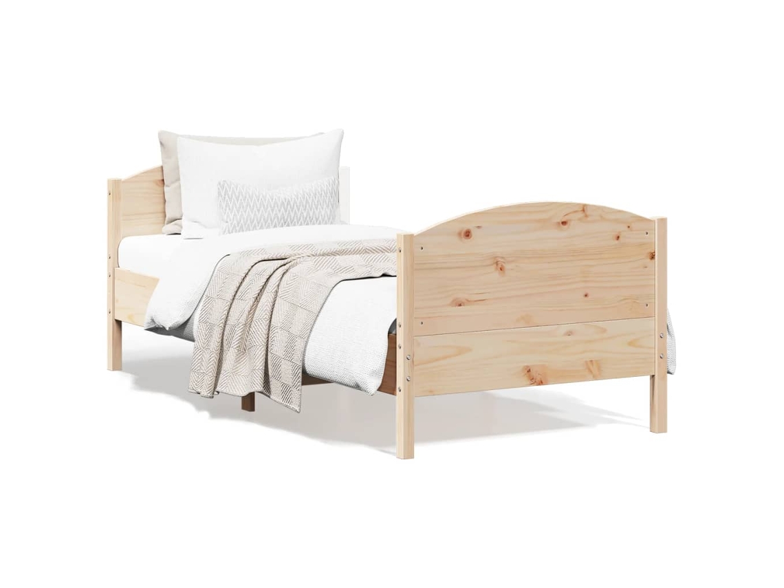Vidaxl Cama Sem Colchão 75x190 Cm Madeira De Pinho Maciça