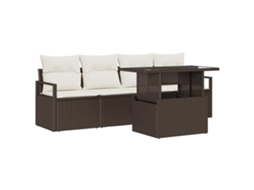 Maison Exclusive - Conjunto De Sofá De Jardim 5 Pcs Castanho Vime Pe