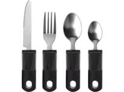 Juego de Cubiertos Con Mango Antideslizante para Personas Mayores Y Con Discapacidades, Ideal para Parkinson Y Artritis (negro 4 Piezas)