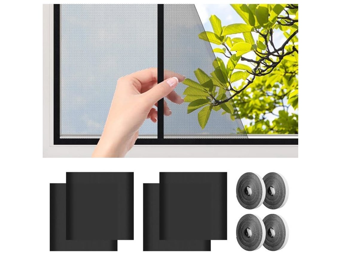 Mosquiteiro Para Janela - Zgeer - Zgeer - 130x150 Cm - Pacote Com 4 - Sem Perfuração