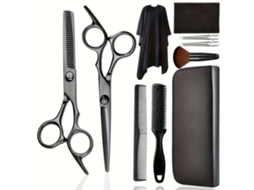 Kit De Tesoura De Corte Cabelo, 10pcs Ferramenta Profissional Para Corte De Cabelo (preta) Cuich