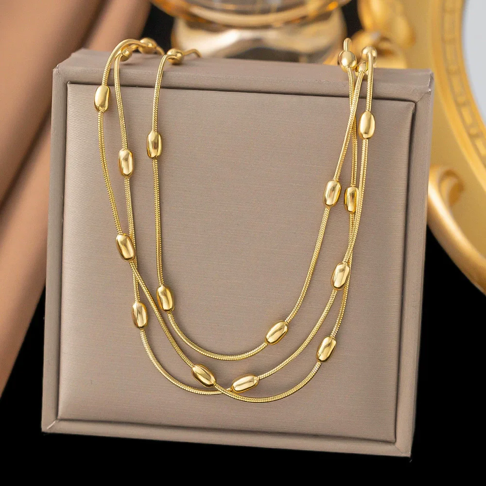 Colar De Ouro E Prata 316l Multicamadas, Impermeável E Elegante, Ideal Para Presente