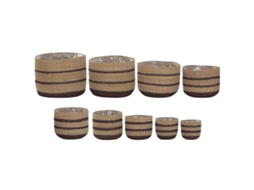 Conjunto De Vasos Home Esprit Natural Catanho Escuro Fibra Natural 35 X 35 X 29 Cm